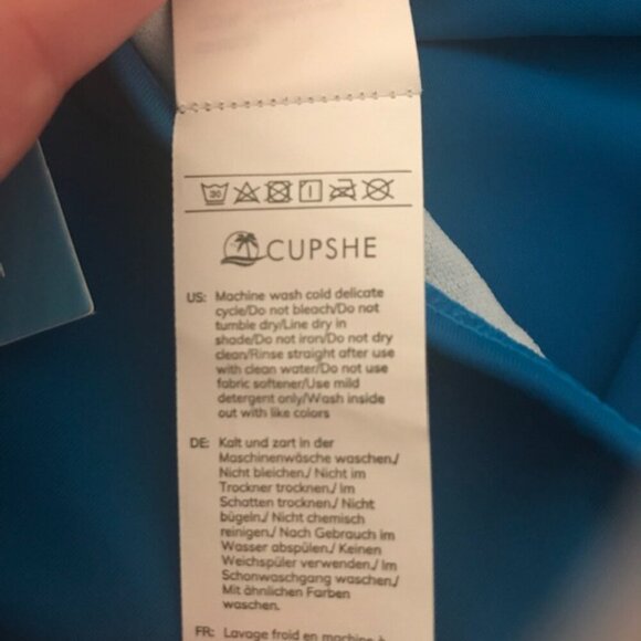 NWT CUPSHE Women's Ruffled One Piece Swimsuit V Neck Lace Up Back Royal Blue XS - Picture 9 of 14